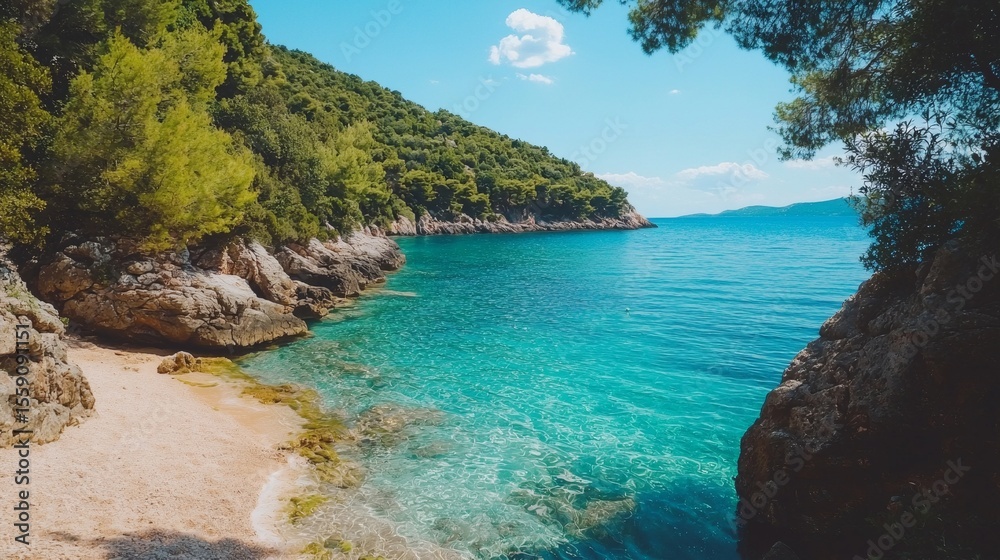 Fototapeta premium a beach with a clear blue water