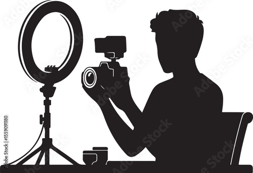 Ring Light Vlogger Silhouette SVG

