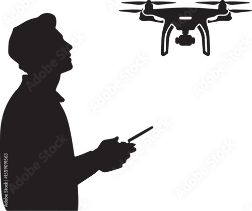 Silhouette of Drone Operator SVG

