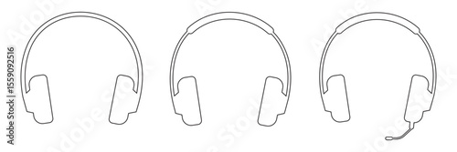Headphones earphones vector icon set. Wireless headphones glyph icon. Symbol, logo Vector illustration. Variety Design. 
