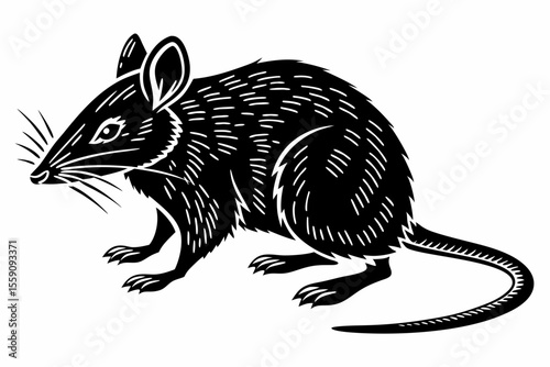 black rat graphic on white background clip art preview