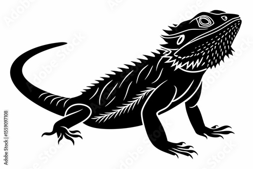 bearded dragon sihouette black vector
