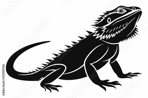 bearded dragon sihouette black vector