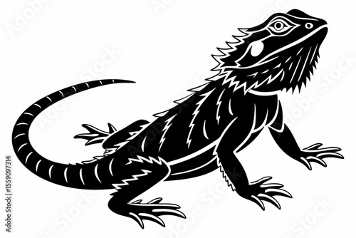 bearded dragon sihouette black vector