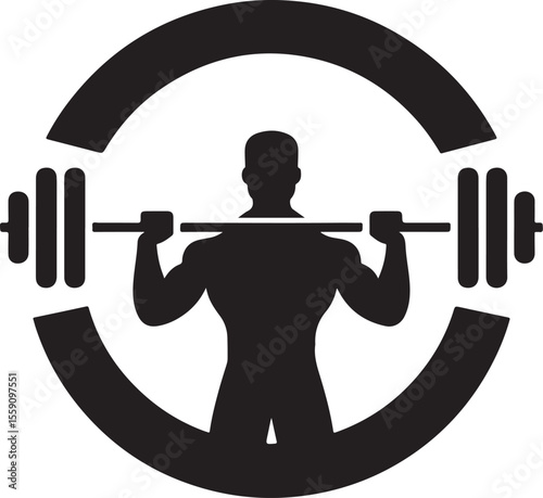 vector illustration of a dumbbell silhouettes 