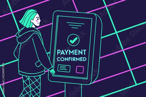 Creative Fintech Illustration Of Payment Confirmation Over (1) Illustration