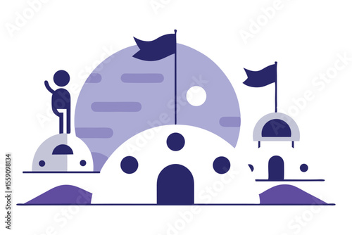  Futuristic Lunar Resort – Sci-Fi Moon Domes with Astronauts and Earth View.