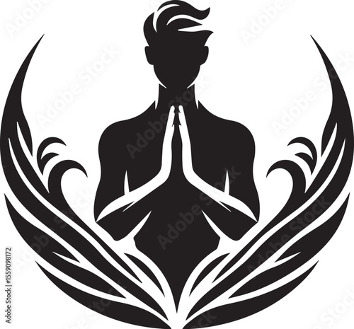 silhouette of a man in yoga position