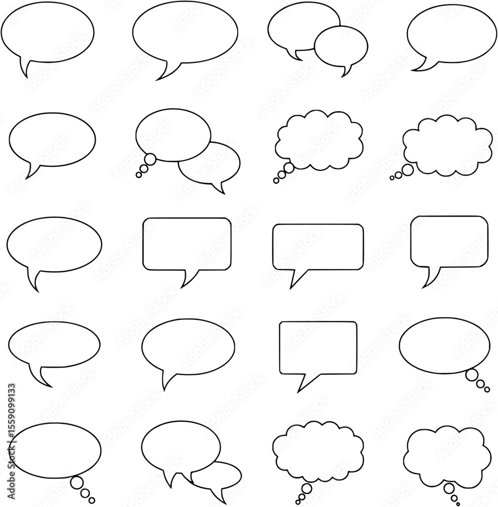 Obraz premium Speech Bubble and Thought Cloud Icons