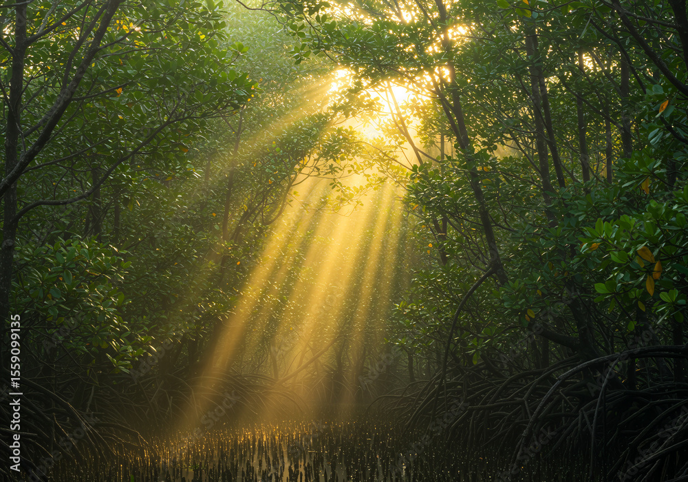Obraz premium Sunlight Through Mangrove Canopy