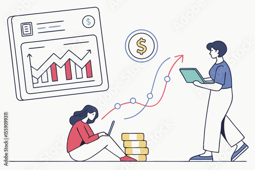 Creative Vector Scene Of Online Banking Ui With Abstract (1) Illustration