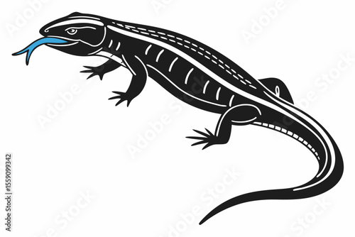 blue tongue skink sihouette black vector