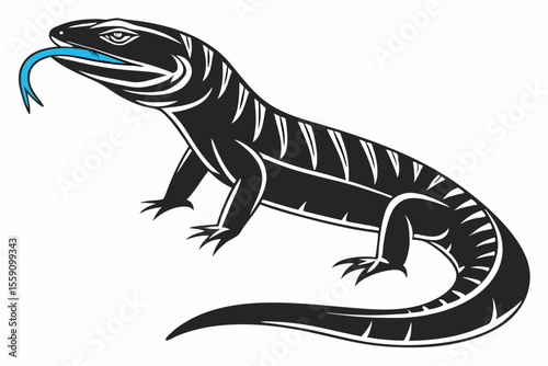 blue tongue skink sihouette black vector