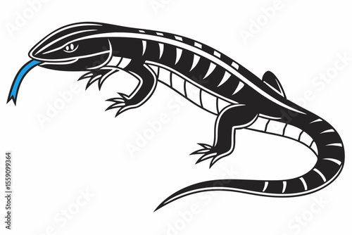 blue tongue skink sihouette black vector