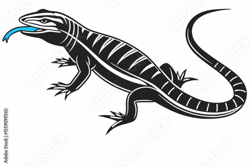 blue tongue skink sihouette black vector