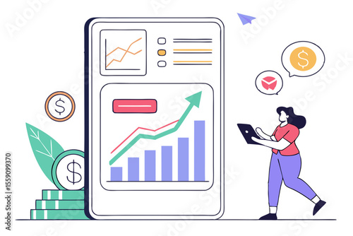Creative Vector Scene Of Online Banking Ui With Abstract Illustration