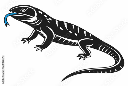 blue tongue skink sihouette black vector
