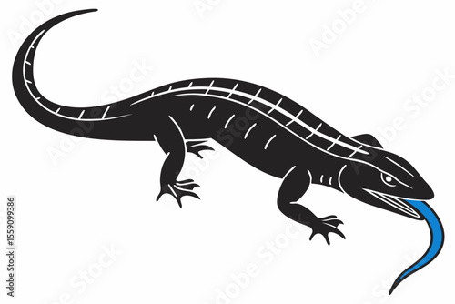blue tongue skink sihouette black vector