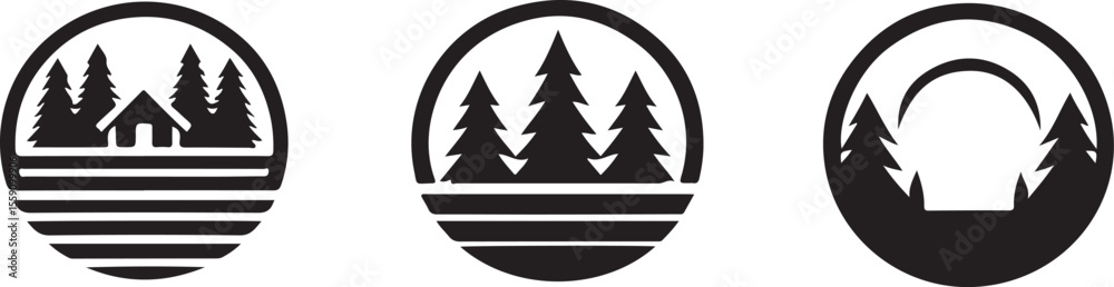 Obraz premium Minimalist Forest Vector Art silhouette 
