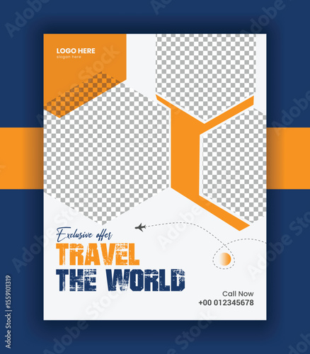 Travel Agency Flyer banner design and summer vacation Travel tour poster vector template