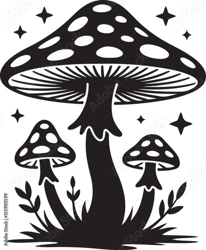 Wild Mushroom Silhouette Vector

Forest Toadstool Illustration

Magic Mushroom Nature Design

Woodland Mushroom Silhouette Art

Mushroom Cap Vector Graphic