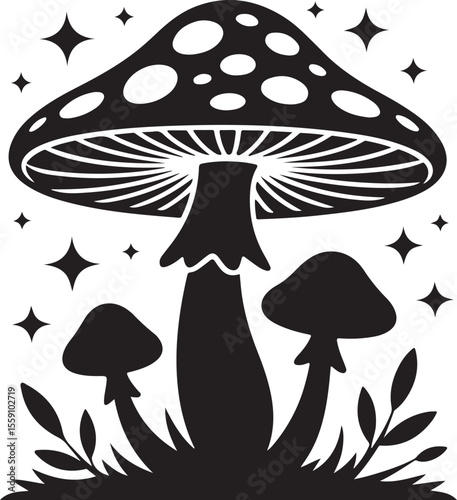 Wild Mushroom Silhouette Vector

Forest Toadstool Illustration

Magic Mushroom Nature Design

Woodland Mushroom Silhouette Art

Mushroom Cap Vector Graphic