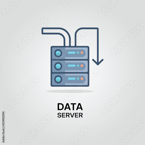 Data server icon vector illustration, Data center sign symbol,  Technology and AI concept design