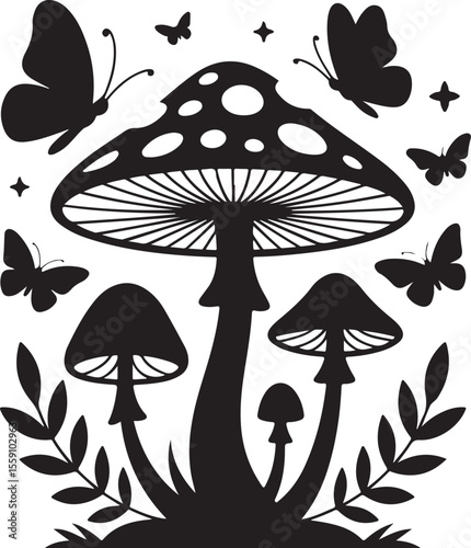 Wild Mushroom Silhouette Vector

Forest Toadstool Illustration

Magic Mushroom Nature Design

Woodland Mushroom Silhouette Art

Mushroom Cap Vector Graphic