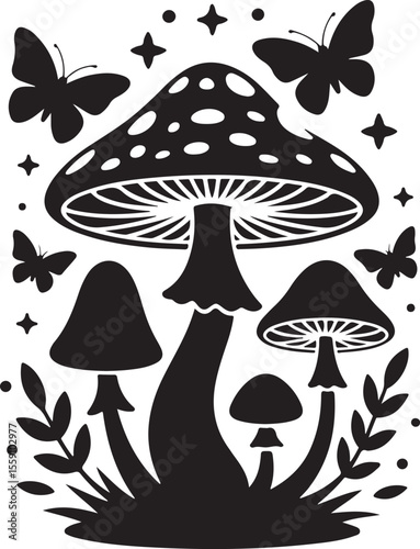 Wild Mushroom Silhouette Vector

Forest Toadstool Illustration

Magic Mushroom Nature Design

Woodland Mushroom Silhouette Art

Mushroom Cap Vector Graphic