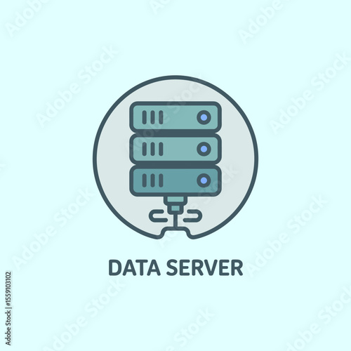 Data server icon vector illustration, Data center sign symbol,  Technology and AI concept design