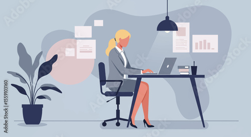 business women in the office. Suitable for landing page, banner, marketing, web design, presentation, infographic, etc.