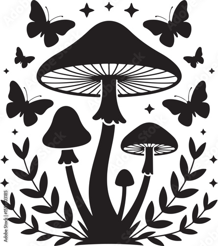 Wild Mushroom Silhouette Vector

Forest Toadstool Illustration

Magic Mushroom Nature Design

Woodland Mushroom Silhouette Art

Mushroom Cap Vector Graphic