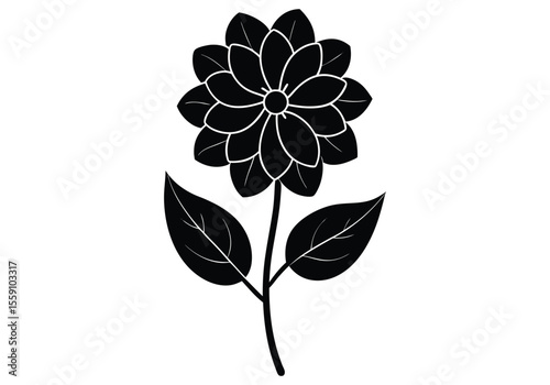 lilac  silhouette flower on white background