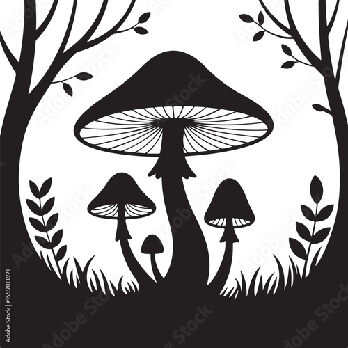 Wild Mushroom Silhouette Vector

Forest Toadstool Illustration

Magic Mushroom Nature Design

Woodland Mushroom Silhouette Art

Mushroom Cap Vector Graphic