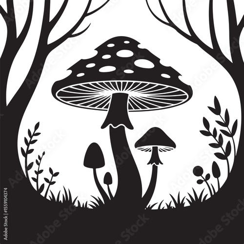 Wild Mushroom Silhouette Vector

Forest Toadstool Illustration

Magic Mushroom Nature Design

Woodland Mushroom Silhouette Art

Mushroom Cap Vector Graphic