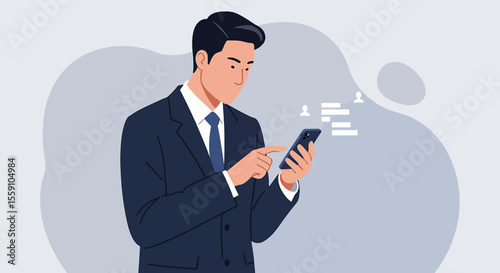a man in a suit is using his phone