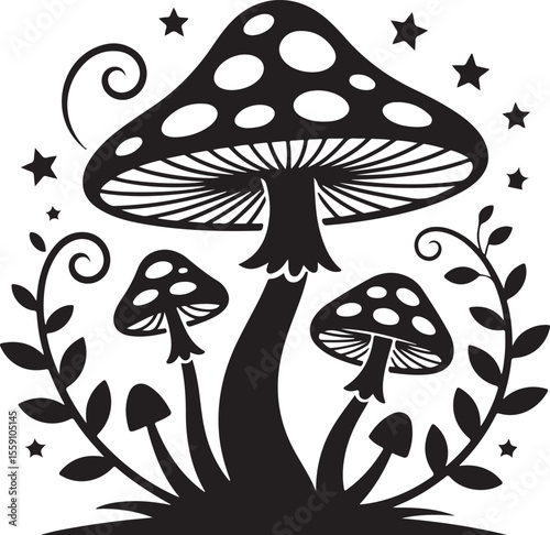 Wild Mushroom Silhouette Vector

Forest Toadstool Illustration

Magic Mushroom Nature Design

Woodland Mushroom Silhouette Art

Mushroom Cap Vector Graphic