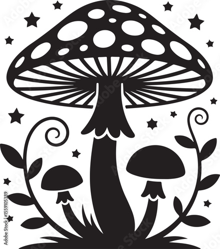 Wild Mushroom Silhouette Vector

Forest Toadstool Illustration

Magic Mushroom Nature Design

Woodland Mushroom Silhouette Art

Mushroom Cap Vector Graphic
