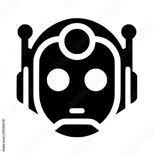 Minimalist Black SVG Silhouette of a Robot Head for Tech and Futuristic Design Concepts