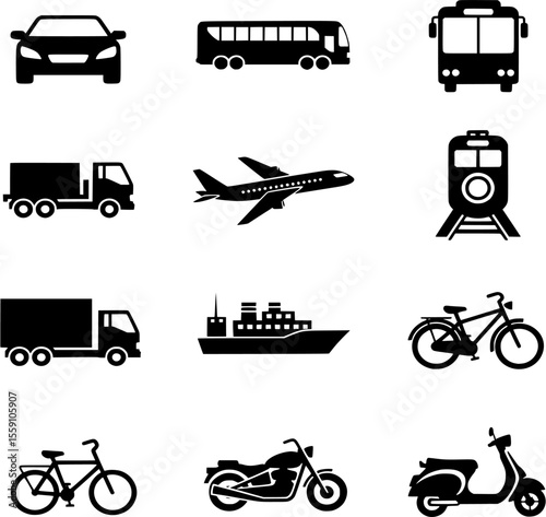 Transportation Modes Silhouettes Collection