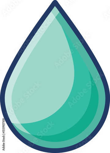 Blue water drop icon vector illustration of a clean shiny droplet symbol