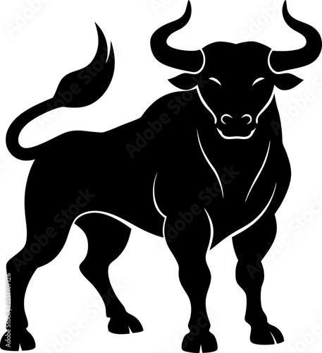 black and white bull