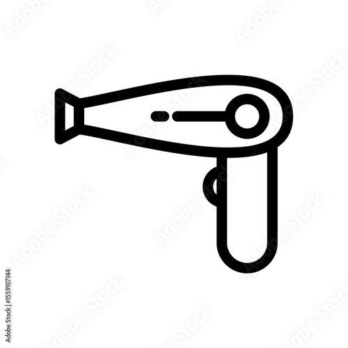 A minimalist line icon of a hair dryer, symbolizing beauty, hair care, and styling.