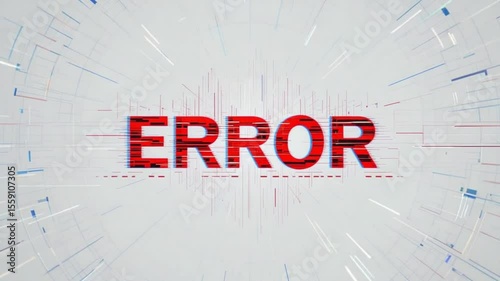 Glitchy Error Message Animation Against Abstract Tech Background