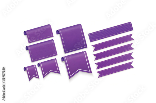 Purple ribbon isolated on white, a web design element symbolizing business data or a technology concept