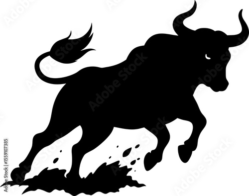 black silhouette of a bull