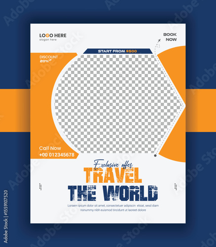 Travel Agency Flyer banner design and summer vacation Travel tour poster vector template