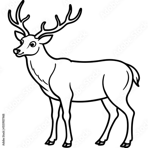Wildlife Duo Wapiti and Vole Vector Sketch