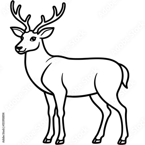 Wildlife Duo Wapiti and Vole Vector Sketch