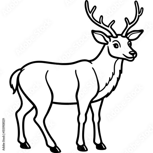 Wildlife Duo Wapiti and Vole Vector Sketch